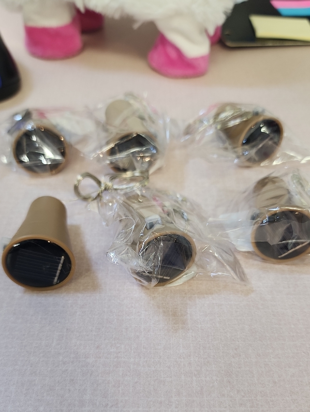Set Of 6 Brown Solar Fairy Lights For Wine Bottles